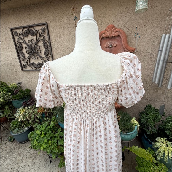 NWOT Rylee + Cru Oceane Lexi Apricot Motif Puff Sleeve Cottagecore Maxi Dress - Picture 11 of 15